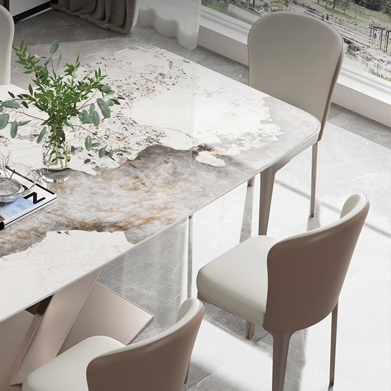 Moderne stijl gesinterde stenen top dinette set met rechthoektafel tafel eetkamer set