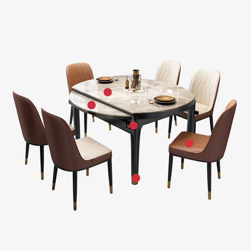 Moderno rettangolo a forma di sala da pranzo set di pietra sinterizzata mobili da pranzo top da pranzo con auto-stoccaggio †