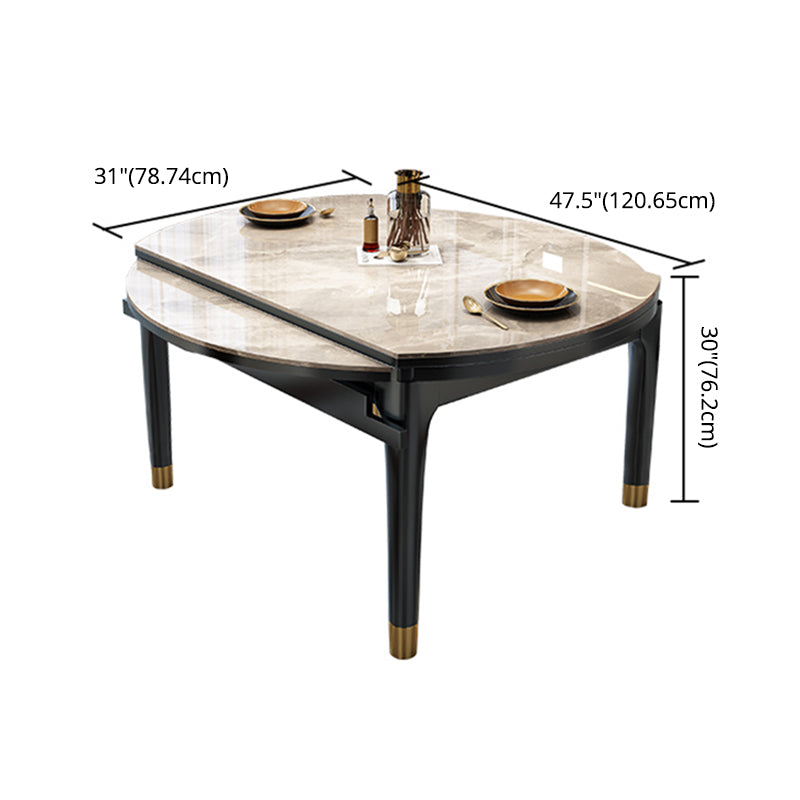 Conjunto de comedor de forma rectangular moderno muebles de mesa de comedor de piedra sinterizada con correa autopista † Hoja