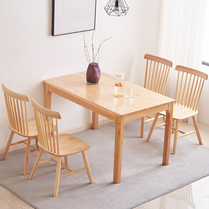 Tavolo da pranzo in legno massiccio in stile moderno con tavolo di altezza standard a forma di rettangolo per uso domestico