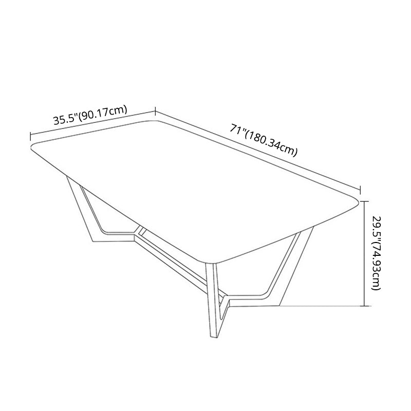 Modern Style Marble Dining Room Set with White Table and Gold Trestle Base for Home Use