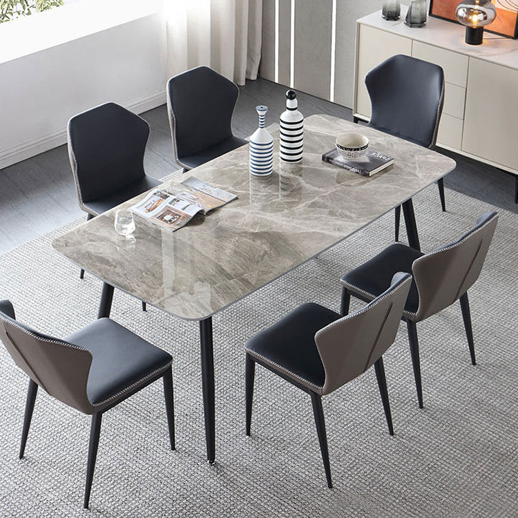 Mesa de comedor de piedra sinterizada de estilo moderno con mesa de altura estándar gris para uso en el hogar