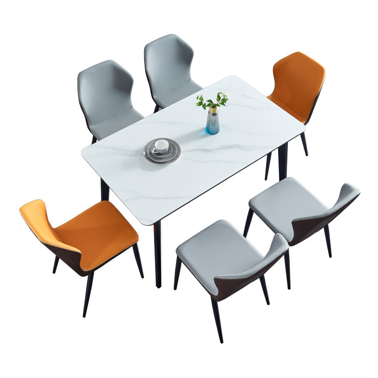 Table à manger en pierre fritrée de style moderne avec ensembles de table à manger rectangle avec table de 4 jambes