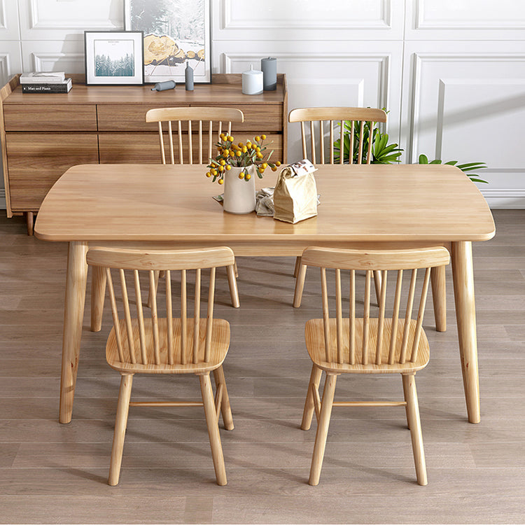 Ensemble de restauration en bois massif de style moderne avec une table à table fixe à 4 pattes pour salle à manger