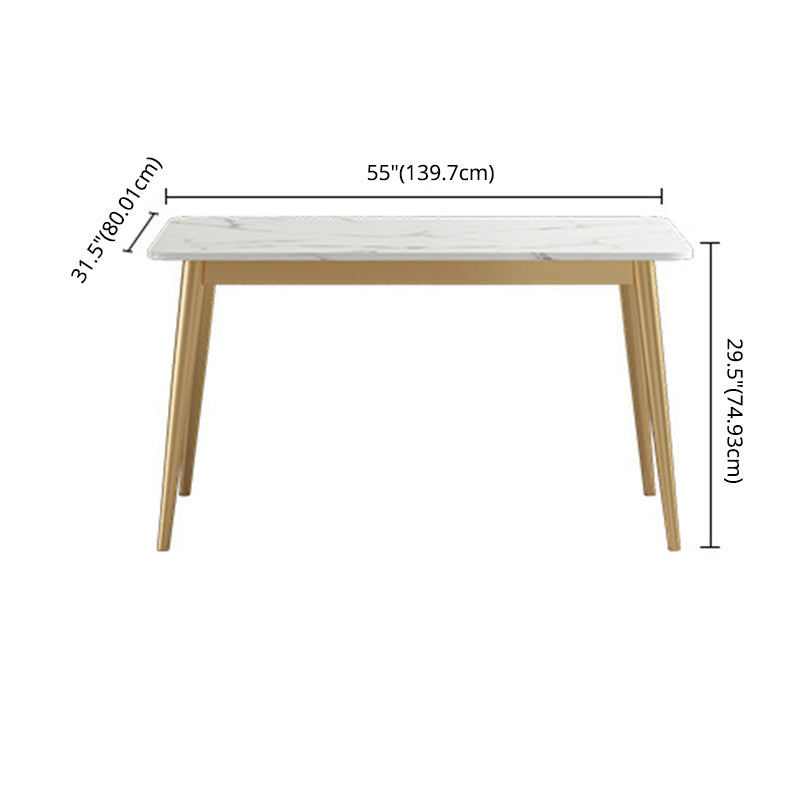 Modern Style Sintered Stone Dining Table with 4 Gold Legs Base for Home Use