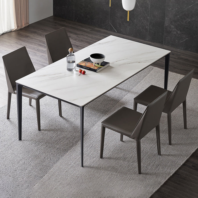 Tavolo da pranzo in pietra sinterizzato in stile moderno con tavolo di altezza standard e base a 4 gambe per uso domestico
