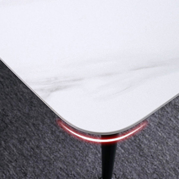 Tavolo da pranzo in pietra sinterizzato in stile moderno con tavolo di altezza standard e base a 4 gambe per uso domestico