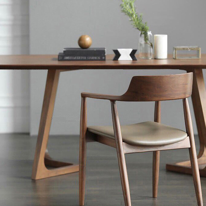 Vaste minimalistische massief houten bovenkant keukentafel set bruin voor eetkamer