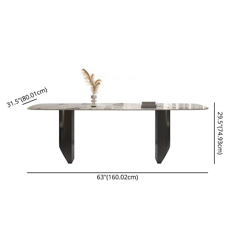 Minimalist Traditional Height Faux Marble Top Dining Table Rectangle Dining Room Set For Home