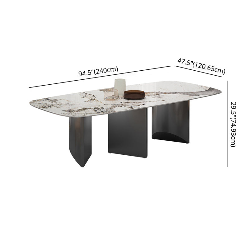 Standard Sintered Stone Top Dining Set with Black Metallic Legs for Kitchen