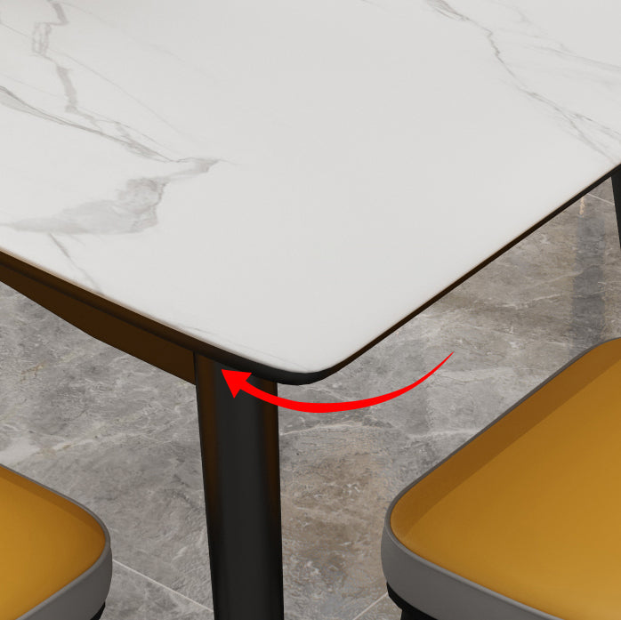 Tavolo da pranzo moderno set bianco sinterizzato in pietra sinterizzato tavolo da pranzo con 4 gambe