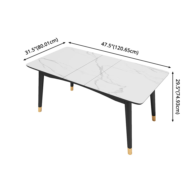 Moderner Esstisch Set weiß skalierbarer Sinterstein Esstisch mit 4 Beinbasis
