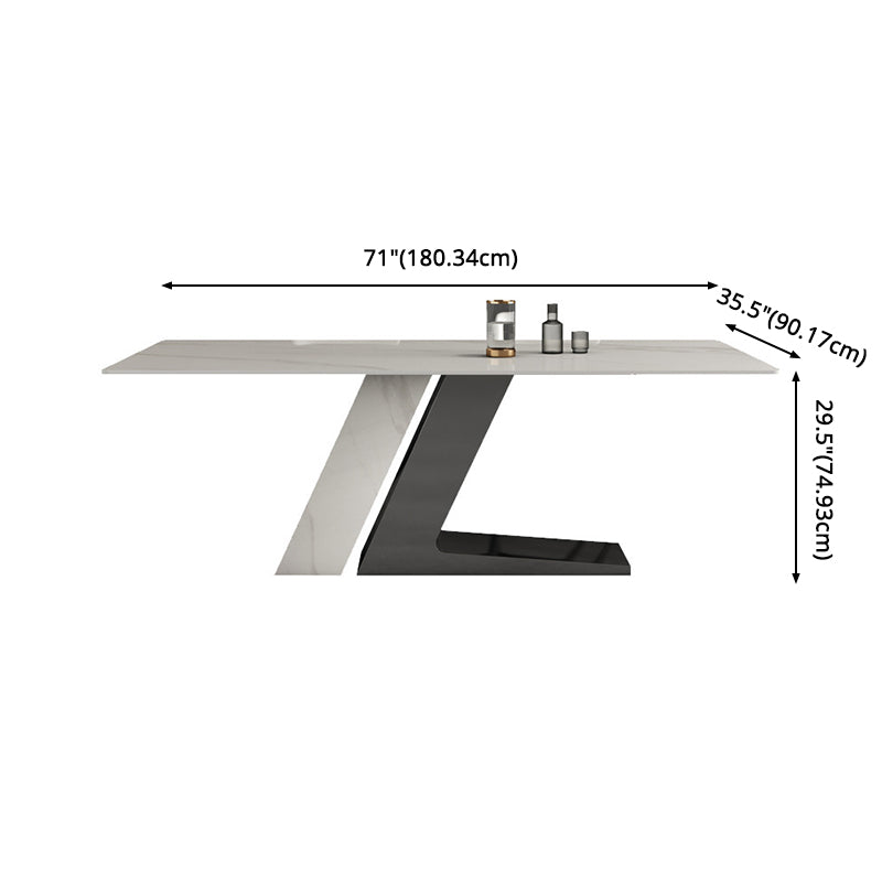 Set di tavoli da pranzo in pietra sinterizzato moderno con tavolo rettangolo e set da pranzo formale di base in metallo