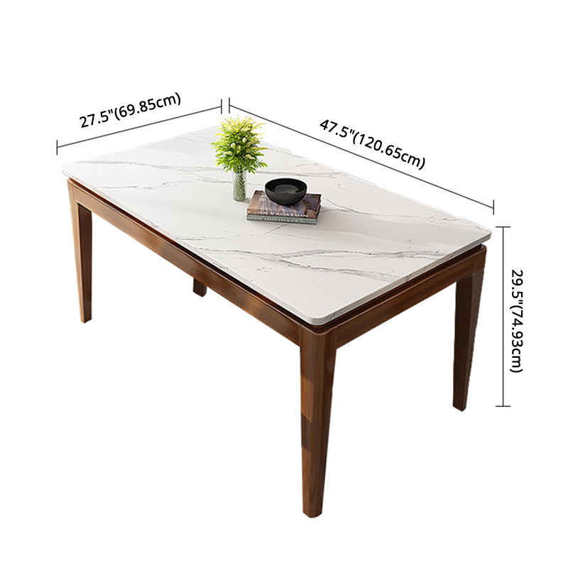 Moderner Stil Esstisch Set weiß gesinterte Stein Esstisch mit fester Holzbasis