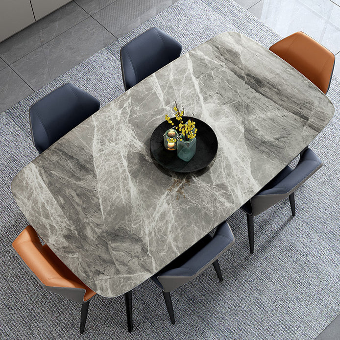 Contemporary Style Kitchen Sintered Stone Rectangle Table With 4 Legs Base