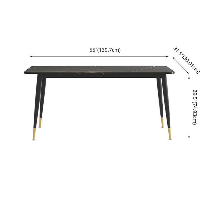 Set da pranzo a forma di rettangolo in pietra sinterizzato moderno set da pranzo bianco e standard nero per cucina