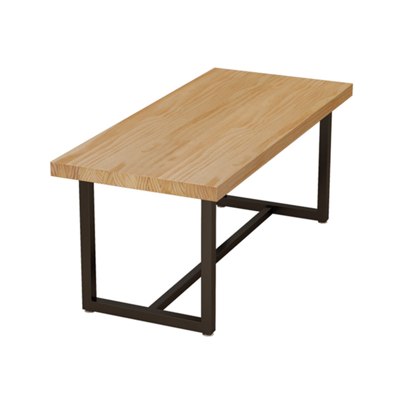 Set da pranzo in legno massiccio in stile moderno con tavolo a forma di rettangolo e base di cavalletto per uso domestico