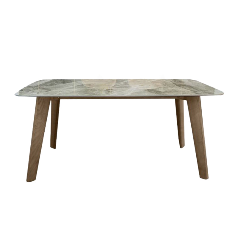 Tavolo di pietra sinterizzato in stile scandinavo tavolo da pranzo marrone gambe marrone con base in legno