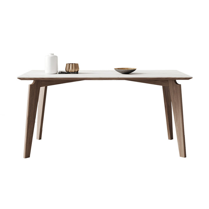 Pranzo in pietra di sinterizzazione fissa minimalista † Room¬ † Table¬ † con 4 gambe in legno massiccio per cucina