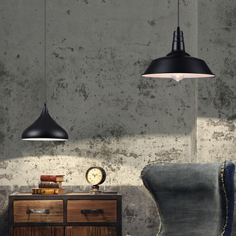 Metal Pendant Lighting Industrial-Style Black Shaded Restaurant Hanging Ceiling Light