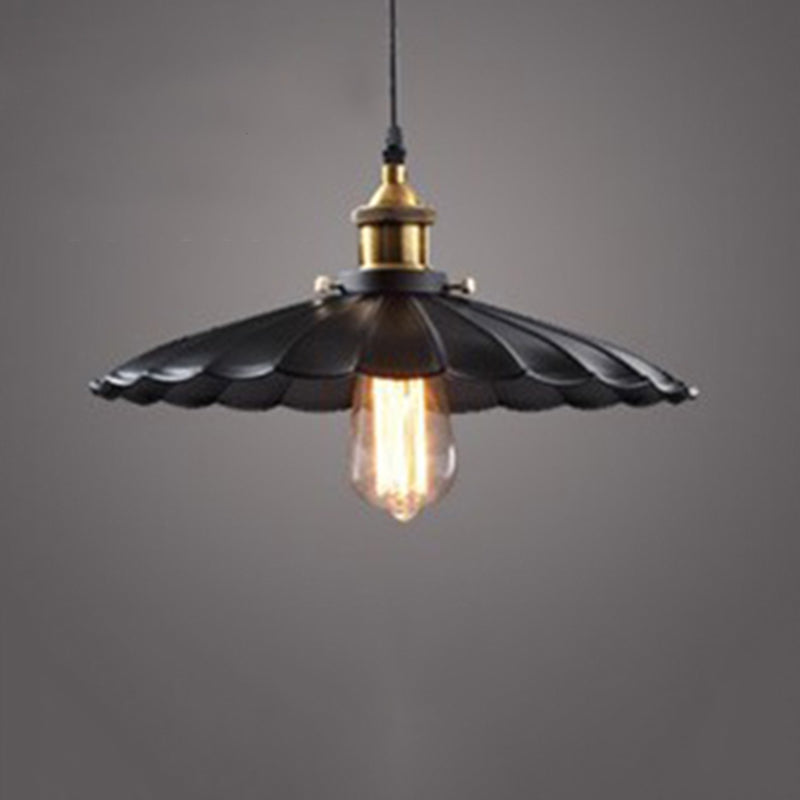 Metal Shaded Pendant Ceiling Light Farmhouse Restaurant Hanging Pendant Light in Black