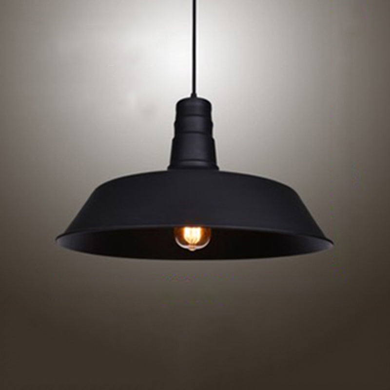 Metal Shaded Pendant Ceiling Light Farmhouse Restaurant Hanging Pendant Light in Black