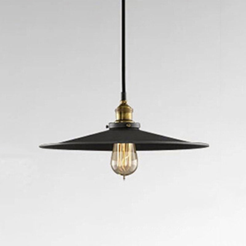 Industrial Style Tapered Pendant Ceiling Light Metal Hanging Light Fixture in Black