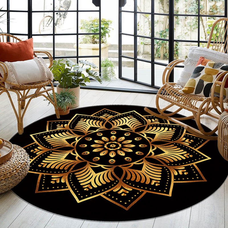 Luxurious Floral Printed Rug Eclectic Moroccan Indoor Carpet Anti-Slip Backing Rug for Home Decor