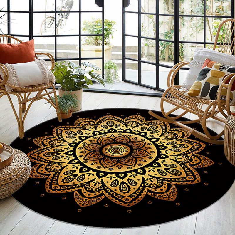 Luxurious Floral Printed Rug Eclectic Moroccan Indoor Carpet Anti-Slip Backing Rug for Home Decor