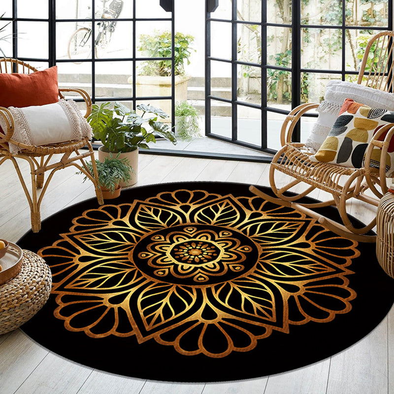 Luxurious Floral Printed Rug Eclectic Moroccan Indoor Carpet Anti-Slip Backing Rug for Home Decor