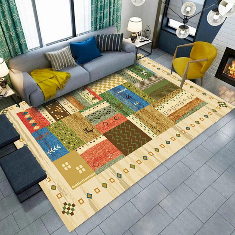 Multi-Color Bohemian Area Rug Tribal Classicism Rug Polypropylene Washable Carpet for Home Decor