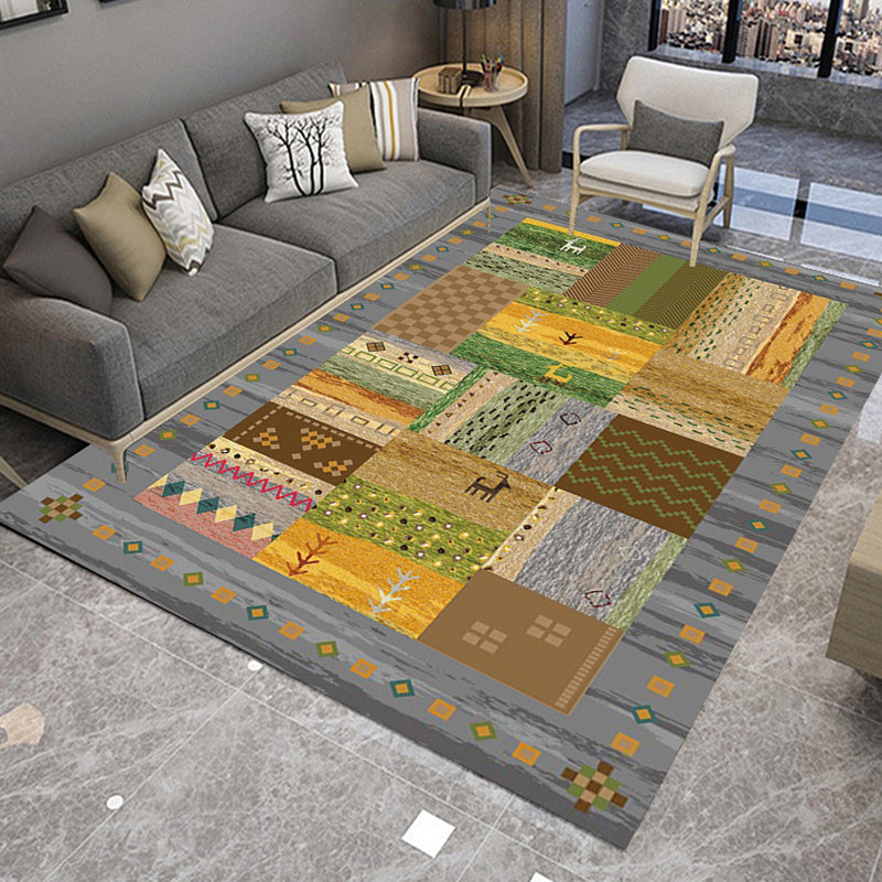 Multi-Color Bohemian Area Rug Tribal Classicism Rug Polypropylene Washable Carpet for Home Decor