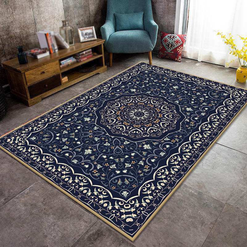 Tapis esthétique Victorian Area Symmétric Floral Printed Carpet Tapon résistant aux taches pour la décoration intérieure