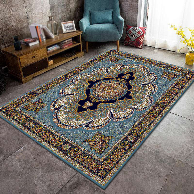 Tapis esthétique Victorian Area Symmétric Floral Printed Carpet Tapon résistant aux taches pour la décoration intérieure