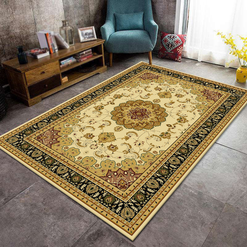 Tapis esthétique Victorian Area Symmétric Floral Printed Carpet Tapon résistant aux taches pour la décoration intérieure