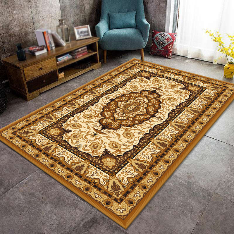 Tapis esthétique Victorian Area Symmétric Floral Printed Carpet Tapon résistant aux taches pour la décoration intérieure