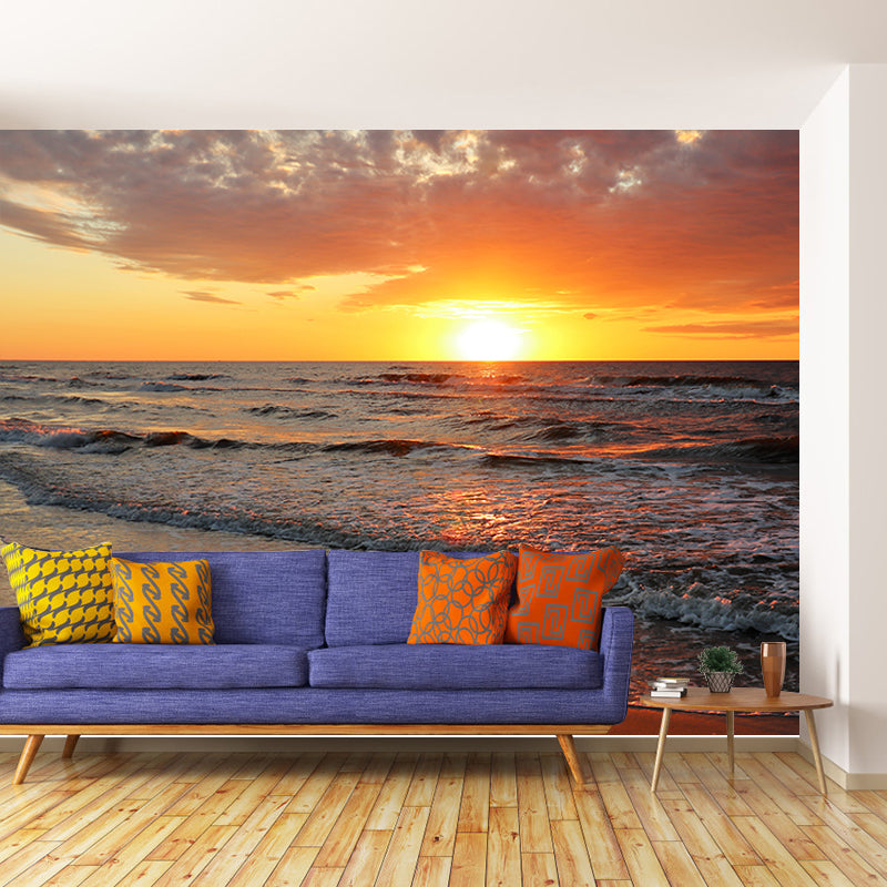 Tropical Style Beach Wall Mural Decal Moisture Resistant Wall Covering, Personalised Size