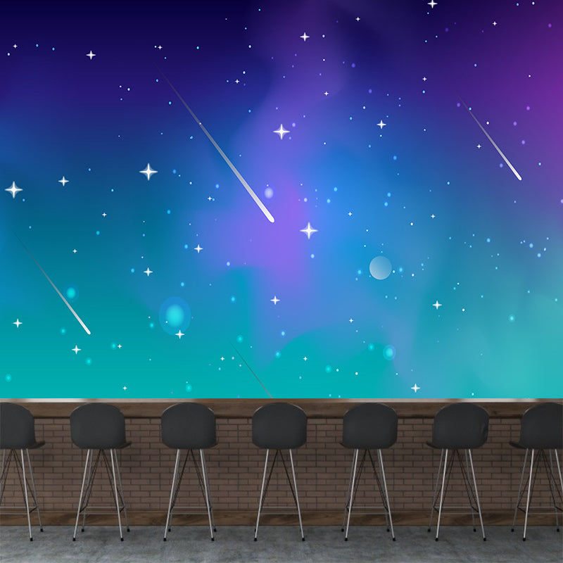 Outer Space Mural Meteor Illustration Stain Resistant Children's Art Bedroom Wall Decor