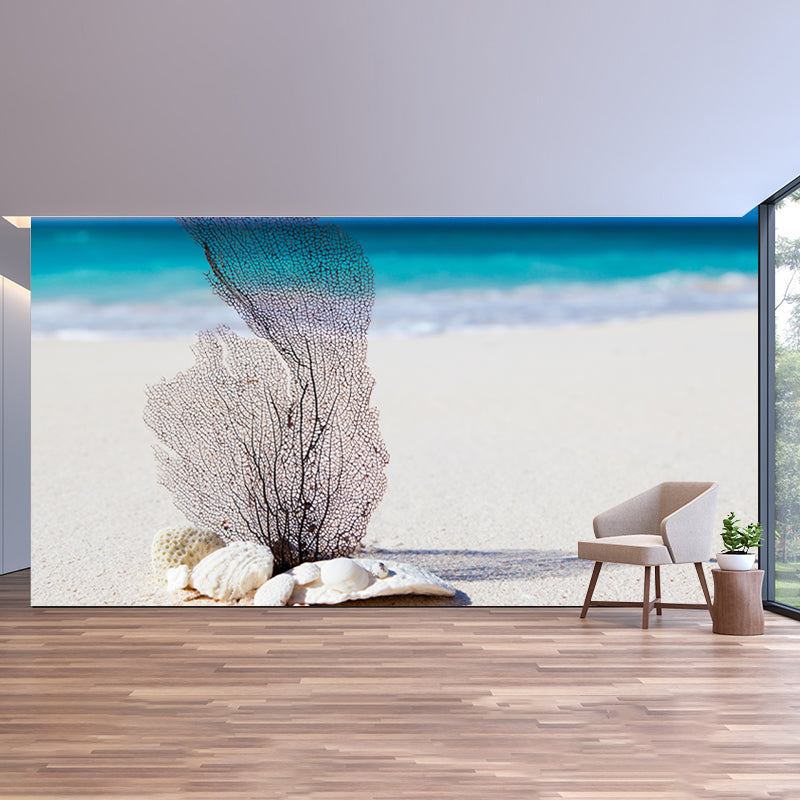 Blue Tropical Beach Scenery Mural Decal Moisture Resistant, Custom Size Available