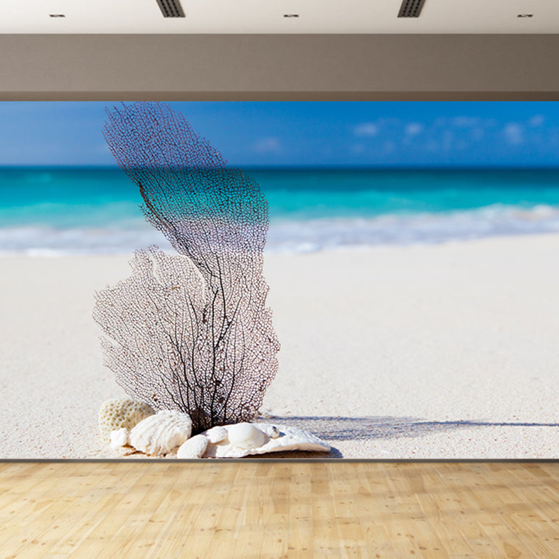 Blue Tropical Beach Scenery Mural Decal Moisture Resistant, Custom Size Available