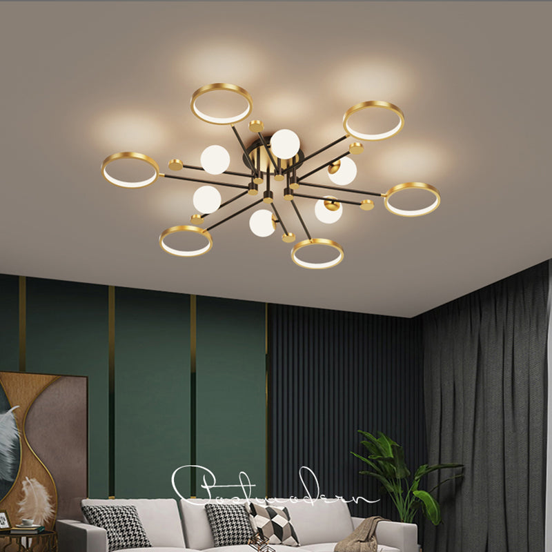 Metal Minimalism Flush Mount Lamp Sputnik Flush Ceiling Light for Living Room