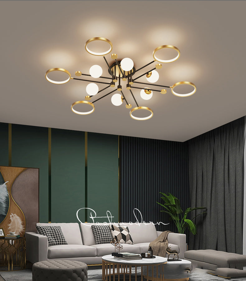 Metal Minimalism Flush Mount Lamp Sputnik Flush Ceiling Light for Living Room