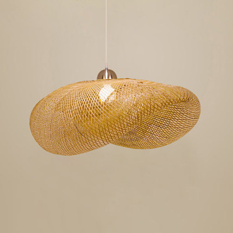 Éclairage pendentif en forme de chapeau beige Asie Asie Style Bamboo suspension suspendue