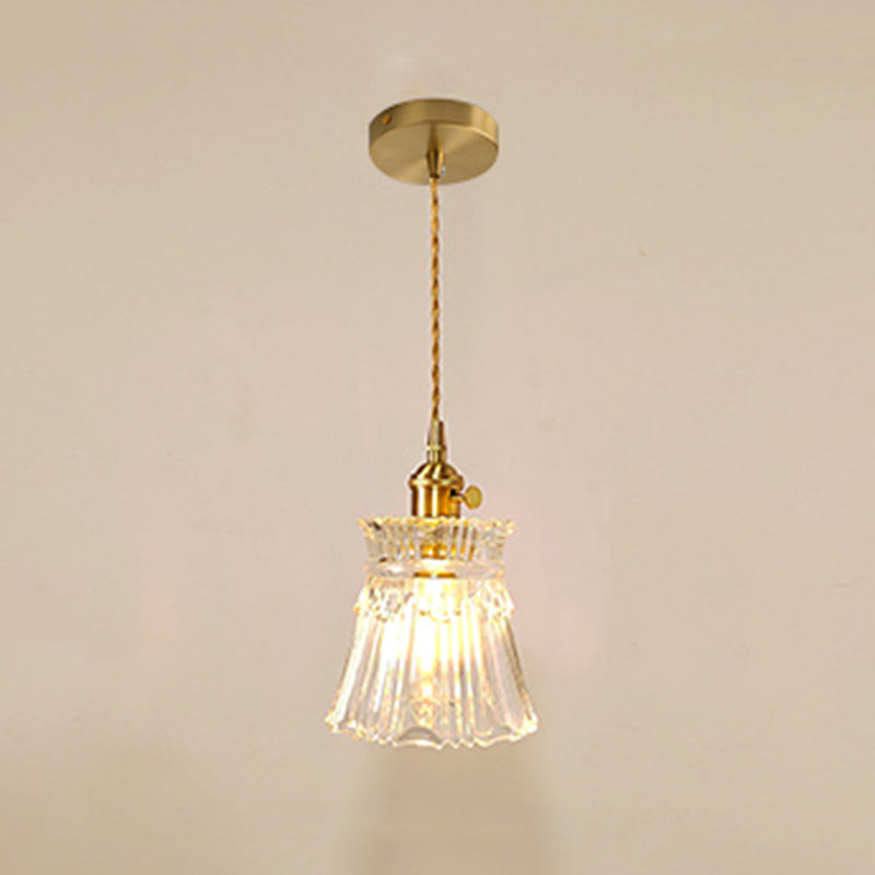 Glass Shaded Hanging Ceiling Light Minimalist Style Hanging Pendant Light in Gold