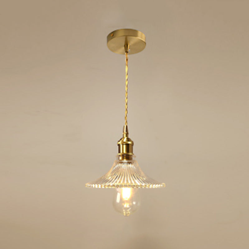 Glass Shaded Hanging Ceiling Light Minimalist Style Hanging Pendant Light in Gold