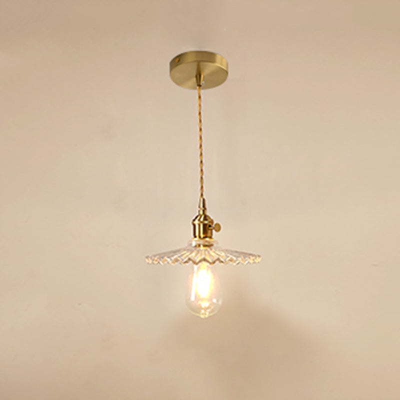 Glass Shaded Hanging Ceiling Light Minimalist Style Hanging Pendant Light in Gold