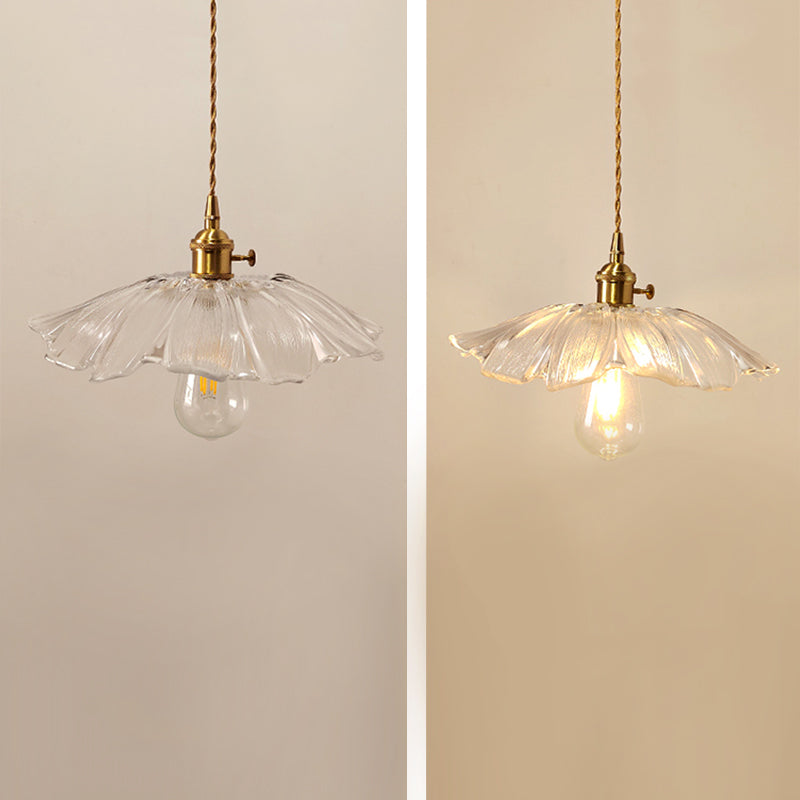 Glass Shaded Hanging Ceiling Light Minimalist Style Hanging Pendant Light in Gold