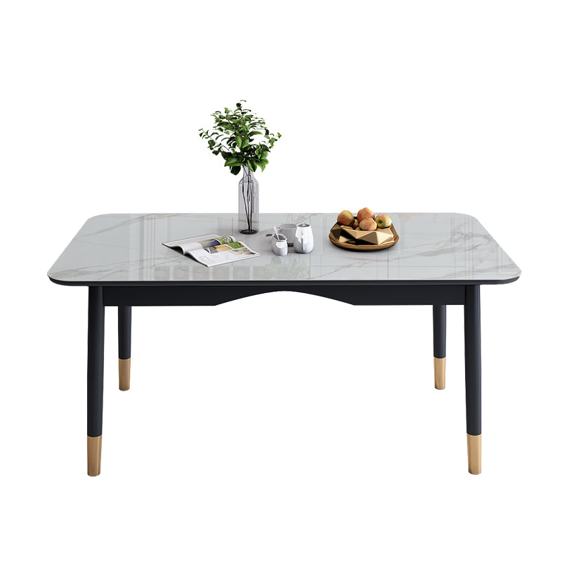 Table à manger minimaliste Rectangle Ensemble de repas formels avec base en bois massif