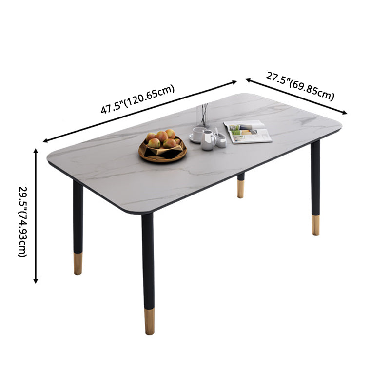 Table à manger minimaliste Rectangle Ensemble de repas formels avec base en bois massif