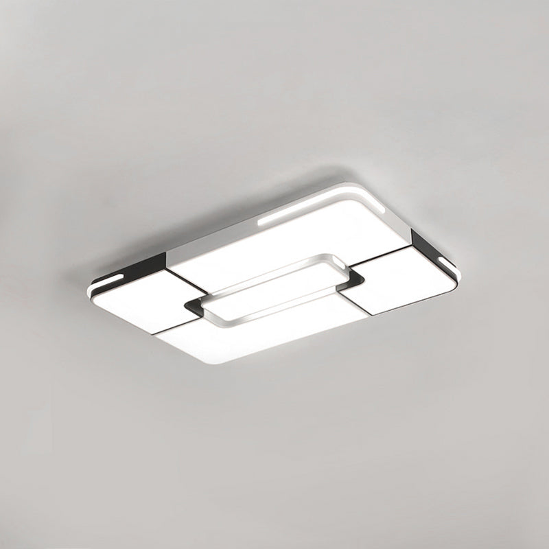 Plafoniera bianca quadrata/rettangolare Lampada da incasso moderna a LED in acrilico da 19,5"/35,5" per camera da letto, luce calda/bianca